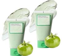 Fully Green Tomato Clay Mask Pore Cleanser, Korean Green Tomato Clay Mask for Face, Deep into Pores, Removes Pore Dirt, Reduces Blackheads, Green Tomato Mask for All Skin (2Pcs)
