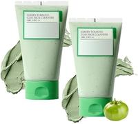 Fully Green Tomato Clay Mask Pore Cleanser, Korean Green Tomato Facial Cleanser, Deep into Pores, Pore Dirty Clearing Removes, Reduces Blackheads Clay Mask (2pcs)