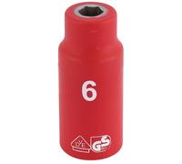 Fully Insulated VDE Socket, 1/4"" Sq. Dr., 6mm