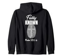 Fully Known Psalm 139:1-6 Christian - Fingerprint Cross Zip Hoodie