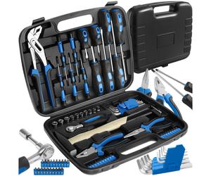 Fully Loaded Toolbox With 57 Parts Repair DIY Houshold Tools Pliers Hammer Case
