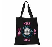 FULLY MERCHED Kiss All The Time Disco Occasionally Funny Retro Dance Novelty Tote Bag (Black)