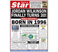 Fully Personalised 30th Birthday Card, ADD ANY NAME PLUS A MESSAGE INSIDE, For Men or Women, Born in The Year 1996, Full of Facts & Nostalgic Memories, A Great Keepsake