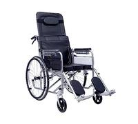 Fully Reclining Toilet Wheelchair High Back Manual with Headrest and Dining Table Folding Shower Chair for Bathroom Mobility Device for Adults Disability