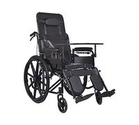 Fully Reclining Toilet Wheelchair High Back Manual with Headrest and Dining Table Folding Shower Chair for Bathroom Mobility Device for Adults Disability