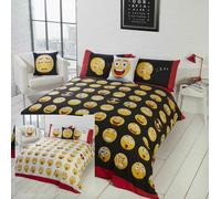 Fully Reversible Fun Emoji Faces Novelty Duvet Cover Bedding Set BLACK / WHITE