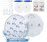 Fully Sealed Rechargeable LED Pool Light - 25 RGB Colour, IPX8 Waterproof for Garden, Bath, Spa, Vase (2 Pieces)