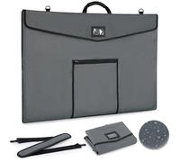 Fully Waterproof A1 Artist Portfolio Bag (61x91.4 cm) - Waterproof PVC Material, Sealed Zipper & Flip Cover - Heavy-Duty Art Carrier for Portfolios, Artworks & Posters, Includes Shoulder Strap (Grey)