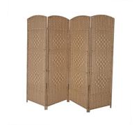 Fully Woven Kindergarten Room Divider,Short Partition Privacy Screen,Dressing Room Temporary Room Separator,for Study Bedroom Kitchen(Color 1,150x40cm-4 panels)