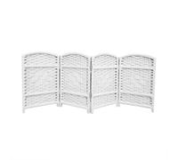 Fully Woven Short Partition Privacy Screen,4 Panels Kindergarten Room Divider,Bamboo Temporary Room Separator,for Study Balcony(Color 1,60x30cm-4 panels)