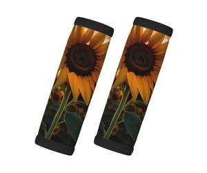 FullyFarm Sunflowerprinted Neoprene Luggage Handle Gloves, 2-Pack, Luggage tag/Label/Marker.