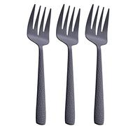 FULLYWARE Matte Black Serving Fork, 9.5-inch Stainless Steel Large Serving Fork, Heavy Duty, Satin Finish, Set of 3