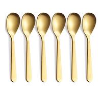 FULLYWARE Matte Gold Demitasse Espresso Spoons, Stainless Steel Satin Finish Coffee Spoons, Mini Teaspoons, Sugar Spoons, 4.7-inch, Set of 6