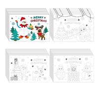 Fulmoon 100 Pcs Coloring Christmas Cards 4" x 6" DIY Blank Christmas Holiday Greeting Card 4 Styles Color Your Own Cartoon Christmas Postcards for Kids Letter to Santa Activity Student Adult Crafts