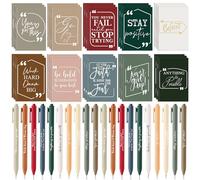 Fulmoon 120 Pcs Back to School Gifts Inspirational Notepads Pens Gifts Bulk Inspirational Mini Notebooks Motivational Pens for Students from Teacher Coworker Employee Team (Retro)