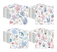 Fulmoon 200 Pieces Summer Marine Life Paper Napkins Under the Sea Seahorse Starfish Disposable Napkin Nautical Dessert Guest Towels for Summer Baby Shower Dinner Party Supplies