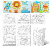 Fulmoon 24 Pcs Pre Drawn Canvas for Painting for Adults Preprinted Bulk 7.8 x 5.8 Inch Pre-Stenciled Painting Canvas Panels for DIY Party Favor Gift Activities, 12 Style