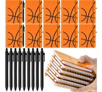 Fulmoon 24 Set Basketball A6 Spiral Notebook with Ballpoint Pens 50 Sheets, 4"x 6" Small College Ruled Notepads Journaling Notebooks Bulk Basketball Team Gifts for Back to School Supplies Offices