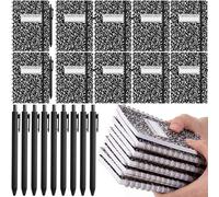 Fulmoon 24 Set Mead Composition A6 Spiral Notebook with Ballpoint Pens 50 Sheets, 4"x 6" Singer Small College Ruled Notepads Black Marble Journaling Notebooks Bulk for Back to School Supplies Offices