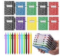 Fulmoon 24 Set Mead Composition A6 Spiral Notebook with Ballpoint Pens 50 Sheets, 4"x 6" Singer Small College Ruled Notepads Color Marble Journaling Notebooks Bulk for Back to School Supplies Offices
