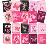 Fulmoon 300 Pcs Breast Cancer Awareness Inspirational Notepads Journal Notebook Bulk Pink Ribbon Mini Notebook Breast Cancer Gifts for Women Girls, Charity Event Party Supplies