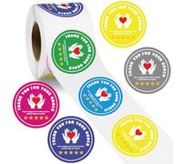 Fulmoon 500 Pcs 2 Inch Thank You for Your Order Stickers 5 Star Review Delivery Labels Freshness Food Delivery Accessories 5 Star Rating Reminder for Shopper Grocery Takeout Driver(Multicolor)
