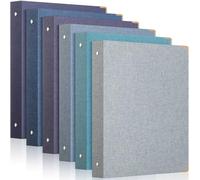Fulmoon 6 Pcs Aesthetic 3 Ring Binders with Inner Pocket 1 Inch Round Rings Binder with Linen Cover 8.5" x 11" Binder Fits Letter Sized Durable for School Office and Home(Ocean Blues)