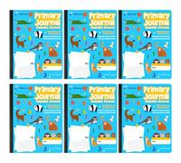 Fulmoon 6 Pcs Primary Composition Notebook K-2 with Picture Space Primary Journal Grades K-2 Draw and Write Journal Composition Book Primary Journal for Preschool Classroom, 100 sheets (Blue)