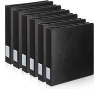 Fulmoon 6 Pcs Vintage Hardback 3 Ring Binder, Professional Leather Binder with 2 Inner Pockets & Spine Label Holder, Letter Size for Home Office Back to School Supplies(1.5 Inch,Black 6-Piece Set)