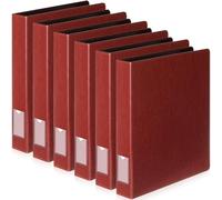 Fulmoon 6 Pcs Vintage Hardback 3 Ring Binder, Professional Leather Binder with Tag & 2 Inner Pockets, Fit Letter Size for Home Office Back to School Supplies(1.5 Inch, Brown 6-Piece Set)