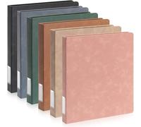 Fulmoon 6 Pcs Vintage Hardback 3 Ring Binder, Professional Leather Binder with Tag & 2 Inner Pockets, Fit Letter Size for Home Office Back to School Supplies(1 Inch,Morandi 6-Color Set)