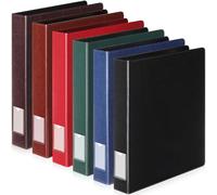 Fulmoon 6 Pcs Vintage Hardback 3 Ring Binder, Professional Leather Binder with Tag & 2 Inner Pockets, Fit Letter Size for Home Office Back to School Supplies(1.5 Inch, Classic 6-Color Set)