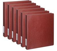 Fulmoon 6 Pcs Vintage Hardback 3 Ring Binder, Professional Leather Binder with Tag & 2 Inner Pockets, Fit Letter Size for Home Office Back to School Supplies(1 Inch, Brown 6-Piece Set)