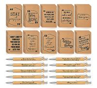 Fulmoon 60 Pcs Motivational Pen Inspirational Notepads Set Positive Affirmation Gift Bulk Kraft Encouragement Notebook Journal Bamboo Pen Back to School Gift for Teacher Student Nurse Coworker Team