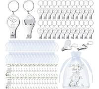 Fulmoon Wedding Multi Function Bottle Opener Nail Clipper, 50 Sets | Multi Function Keychain, Practical Keepsakes, Organza Bags with Thank You Cards, Gifts for Wedding Guests
