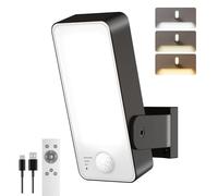 FULNIX Motion Sensor Light Outdoor, 10000mAh Rechargeable 600 Lumen Battery Powered Outdoor Light with 3 Modes, 3 Colors, IP65 Waterproof LED Security Light for Garden, Garage (Black, 1 Pack)