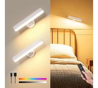 FULNIX Wall Sconces Rechargeable 7500mAh Battery Operated Wall Lights Cordless LED Wall Lamp, Touch and Remote Control, 3 Colors Wall Lamps 360° Rotate Dimmable Brightness with 15 RGB Colors