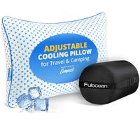 fulocean Small Memory Foam Travel Pillow Camping Pillow, White & Light Blue, M - 18 x 13 Inch, Classic