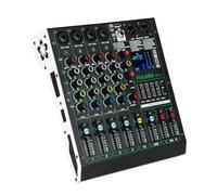FULODE DT-4 Professional 4 Channe Audio Mixer，DJ Controller Sound Board Mixing with 99 DSP Effects,5-Band EQ/4 XLR interfaces and USB for Live Streaming & Recording，48V Phantom Power & Vocal Removal