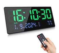 Fuloon 15.5 inch Digital Wall Clock, Large Display Digital Alarm Clock with Remote Control, Seconds Date Week Temperature for Living Room, Kitchen, Garage, Office and Classroom