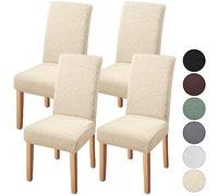 Fuloon Beige Chair Covers Dining Room Chair Protector Slipcovers Set of 4 Stretch Removable Washable Decoration Seat Cover