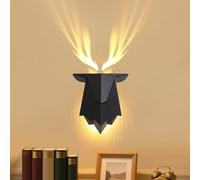 Fuloon Deer Shadow Wall Lamp with Remote Control, 1800mAh Rechargeable Battery Operated Wall Sconces, 3 Levels of Brightness Adjustable, 3 Timing Functions, Suitable for Bedroom,Living Room,Corridor