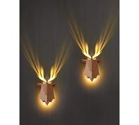 Fuloon Deer Shadow Wall Lamp with Remote Control, 1800mAh Rechargeable Battery Operated Wall Sconces, 3 Levels of Brightness Adjustable, 3 Timing Functions, Suitable for Bedroom,Living Room,Corridor