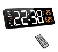 Fuloon Digital Wall Clock, 16.2 inch Large Display Digital Alarm Clock, Adjustable Brightness LED Digital Clock with Remote Control, Countdown Clock with Date, Week, Temperature(Plug In Electricity)