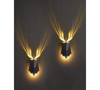 Fuloon Set of 2 Deer Shadow Wall Lights with Remote, 1800mAh Rechargeable Battery Operated Wall Sconces, 3 Level Dimmable & 3 Timer, Type-C Wireless Wall Lamp for Bedroom, Corridor