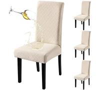 Fuloon Stretch Dining Chair Covers 4 Pack Wrinkle Free, Waterproof Jacquard