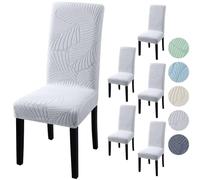 Fuloon Stretch Dining Chair Covers 6 Pack Wrinkle Free, Jacquard