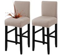 Fuloon Waterproof Bar Stool Covers, High Elastic Fit Removable Washable Bar Chair Covers with Back, The ideal length for the backrest and seat cushion is approximately 15 inches