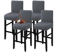 Fuloon Waterproof Bar Stool Covers, High Elastic Fit Removable Washable Bar Chair Covers with Back, The ideal length for the backrest and seat cushion is approximately 15 inches