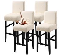 Fuloon Waterproof Bar Stool Covers, High Elastic Fit Removable Washable Bar Chair Covers with Back, The ideal length for the backrest and seat cushion is approximately 15 inches